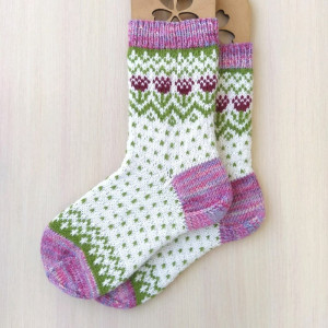 Весенние женские вязаные носки RussianSocks с цветочками