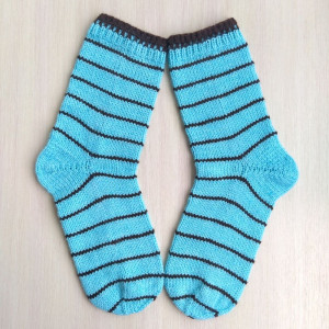 Бирюзовые шерстяные носки RusssianSocks с шоколадными полосками