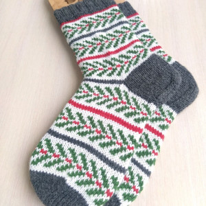 Новогодние шерстяные носки ручной вязки RussianSocks. Фото №4