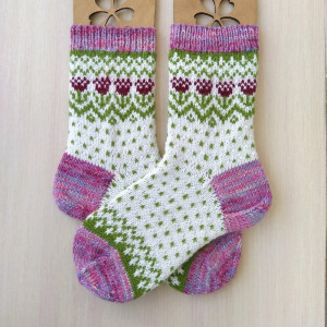 Весенние женские вязаные носки RussianSocks с цветочками. Фото №6