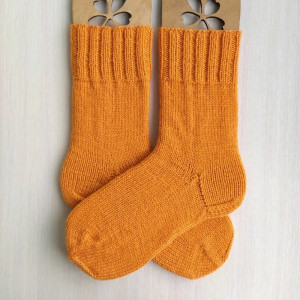 Оранжевые шерстяные вязаные носки Яичный желток Базовая коллекция RussianSocks. Фото №4