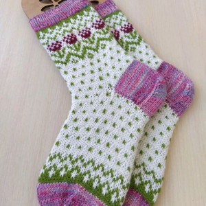 Весенние женские вязаные носки RussianSocks с цветочками. Фото №7