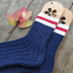 Темно-синие вязаные теплые шерстяные мужские носки RussianSocks. Фото №4