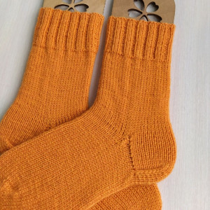 Оранжевые шерстяные вязаные носки Яичный желток Базовая коллекция RussianSocks. Фото №3