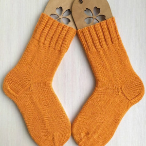 Оранжевые шерстяные вязаные носки Яичный желток Базовая коллекция RussianSocks. Фото №5