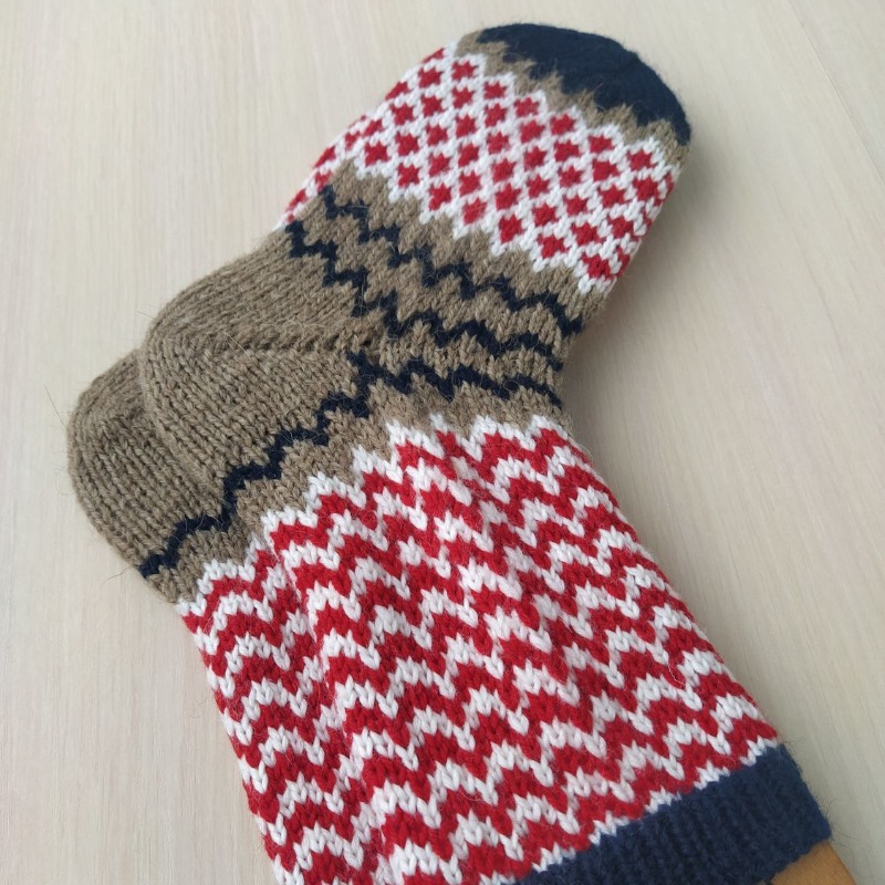 Теплые шерстяные вязаные спицами носки ручной работы RussianSocks купить
