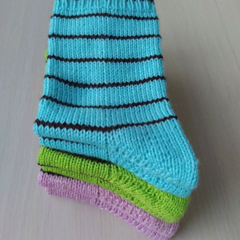 Бирюзовые шерстяные носки RusssianSocks с шоколадными полосками