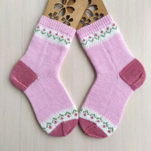 Розовые носки RussianSocks с цветочками маме девушке подруге. Фото №5