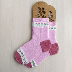 Розовые носки RussianSocks с цветочками маме девушке подруге