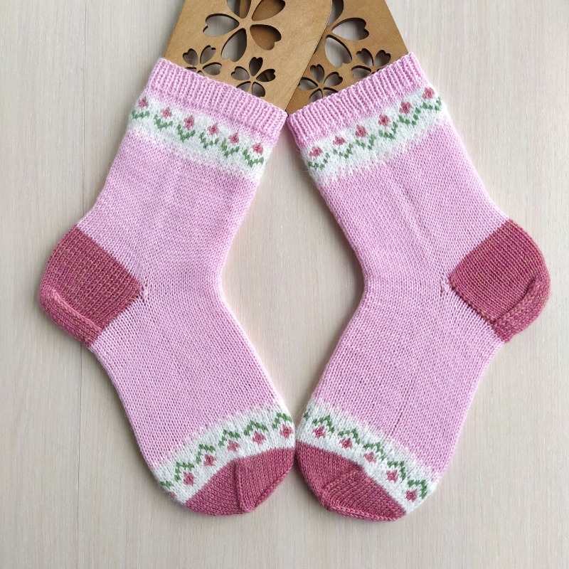 Розовые носки RussianSocks с цветочками маме девушке подруге