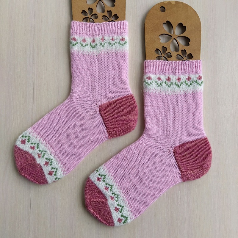 Розовые носки RussianSocks с цветочками маме девушке подруге