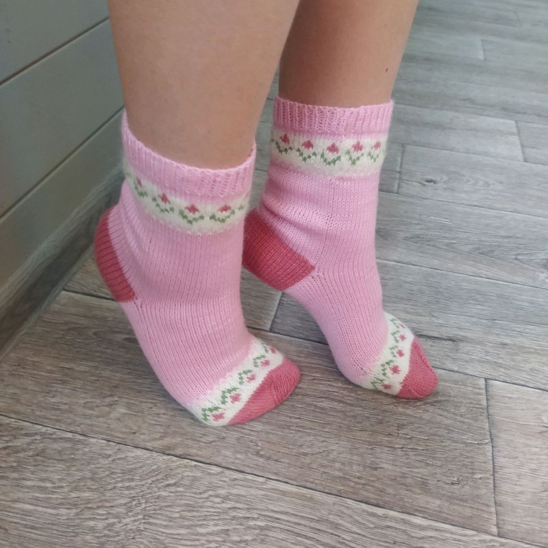 Розовые носки RussianSocks с цветочками маме девушке подруге